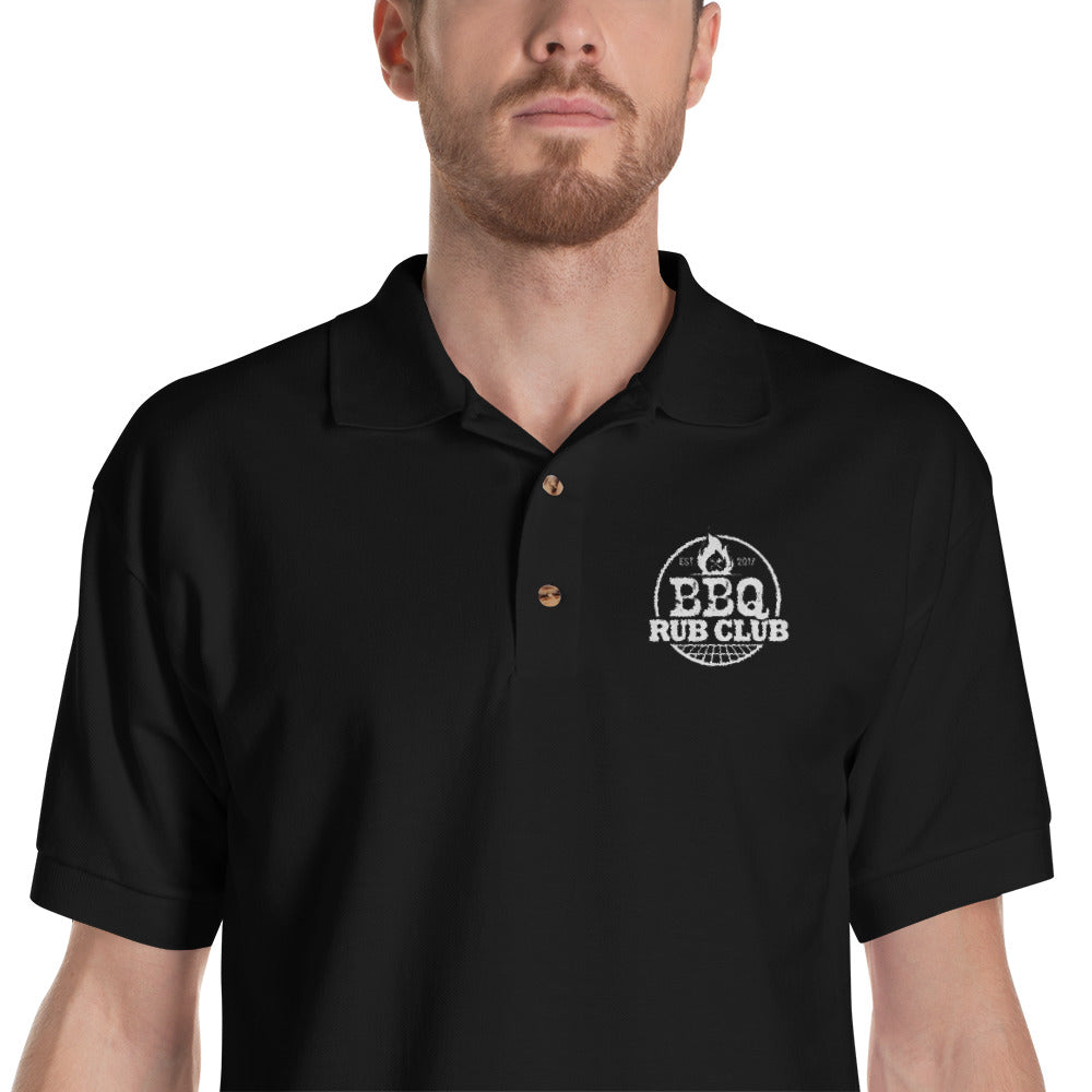 BBQ Rub Club White Logo Embroidered Polo Shirt